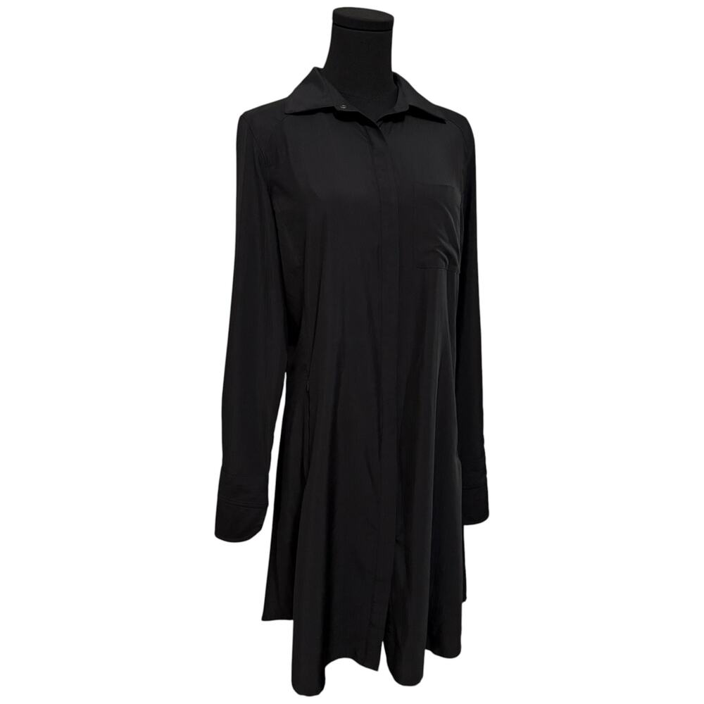 Coolibar Malta Travel Shirt Dress Snap Closure UV Sun Protection Black Small